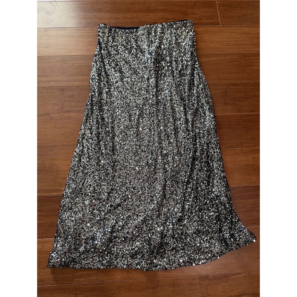 Boston Proper Women's Silver Sequin Pencil‎ Skirt Size 14